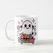 Stay Spooky Groovy Ghost Retro Pastel Halloween コーヒーマグカップ (左)