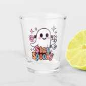 Stay Spooky Groovy Ghost Retro Pastel Halloween ショットグラス (正面)
