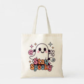 Stay Spooky Groovy Ghost Retro Pastel Halloween トートバッグ (裏面)
