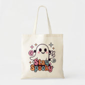 Stay Spooky Groovy Ghost Retro Pastel Halloween トートバッグ (正面)