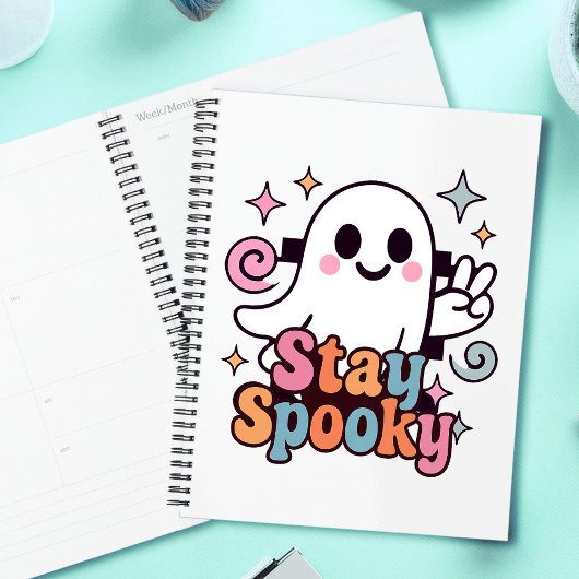 Stay Spooky Groovy Ghost Retro Pastel Halloween プランナー手帳