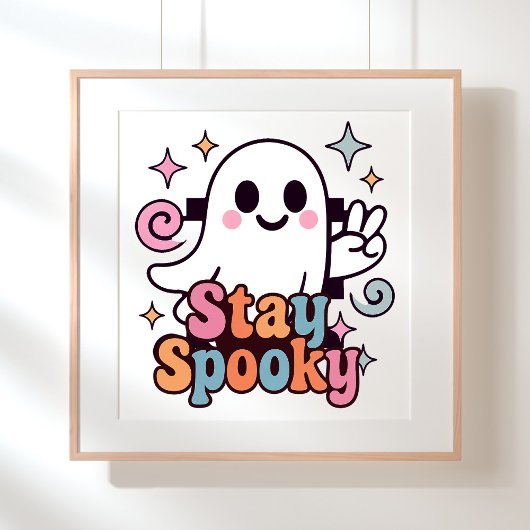 Stay Spooky Groovy Ghost Retro Pastel Halloween ポスター