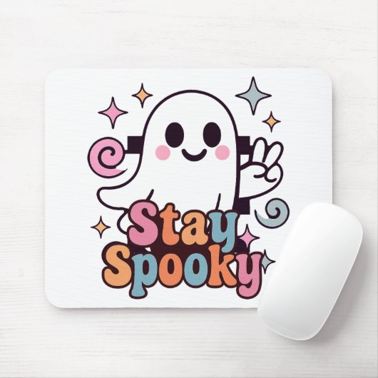 Stay Spooky Groovy Ghost Retro Pastel Halloween マウスパッド (マウス)