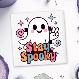 Stay Spooky Groovy Ghost Retro Pastel Halloween マグネット