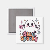 Stay Spooky Groovy Ghost Retro Pastel Halloween マグネット (正面/裏面)