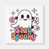 Stay Spooky Groovy Ghost Retro Pastel Halloween マグネット (正面)