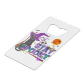 Stay Spooky Halloween Black Cat Witch Hat & Moon クレジットカード栓抜き (裏面アングル)