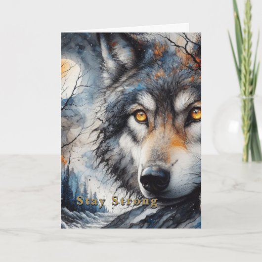  Stay Strong Christian Wolf Card | Editable カード (正面)