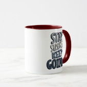 Stay Strong Keep Going – Grey Inspirational Mug マグカップ (正面右)