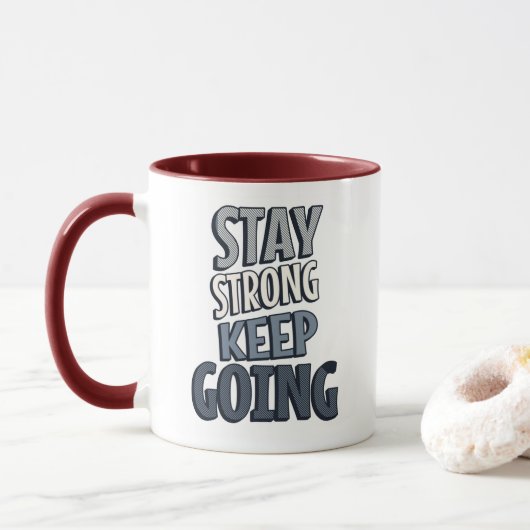Stay Strong Keep Going – Grey Inspirational Mug マグカップ (ドーナツ)