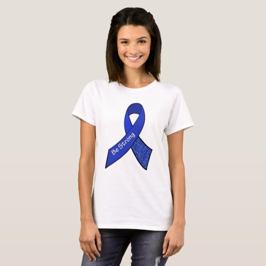 Stay Strong ME/CFS Warrior Blue認識度リボン Tシャツ (正面フル)