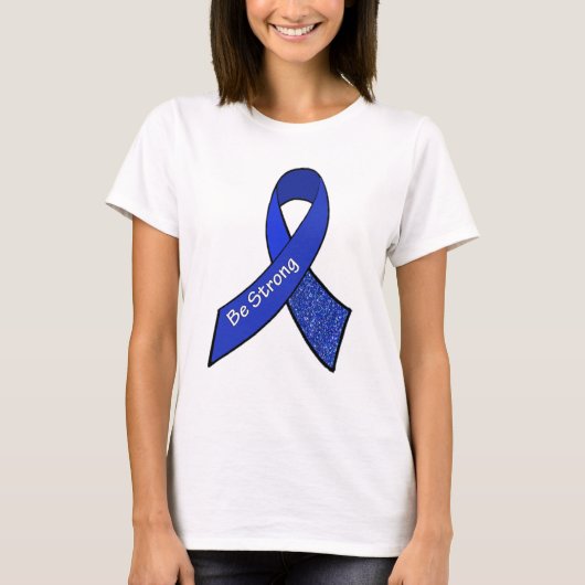 Stay Strong ME/CFS Warrior Blue認識度リボン Tシャツ (正面)