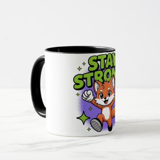 Stay Strong Positive Cartoon Design マグカップ (正面左)