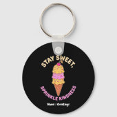 Stay Sweet Sprinkle Kindness Retro Ice Cream Heart キーホルダー (正面)
