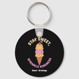 Stay Sweet Sprinkle Kindness Retro Ice Cream Heart キーホルダー