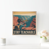 Stay Teachable スクエア壁時計 (ホーム)