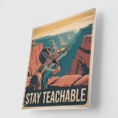 Stay Teachable スクエア壁時計 (傾斜)