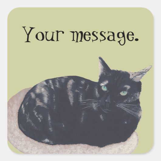 Stay Tortoise Shell Cat Your Message Stickers スクエアシール (正面)