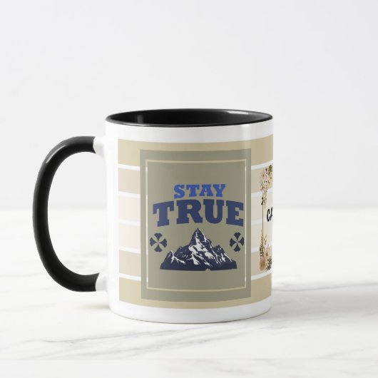 Stay True Personalized Mountain Mug – Floral Adven マグカップ (左)