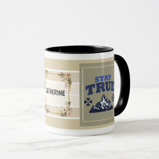 Stay True Personalized Mountain Mug – Floral Adven マグカップ