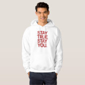 Stay True Stay You Red Bold Typography パーカ (正面フル)