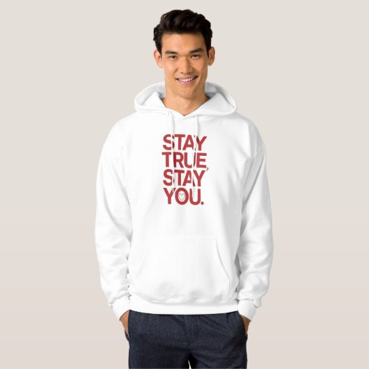 Stay True Stay You Red Bold Typography パーカ (正面フル)