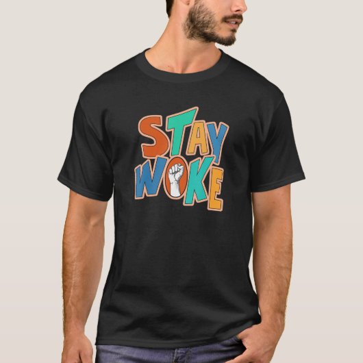 Stay Wake Black History Month 誇りを持った Afro Africa M Tシャツ (正面)