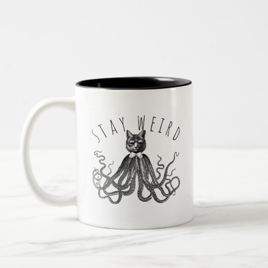 Stay Weird Catopus Cat and Octopus Mashup ツートーンマグカップ (左)