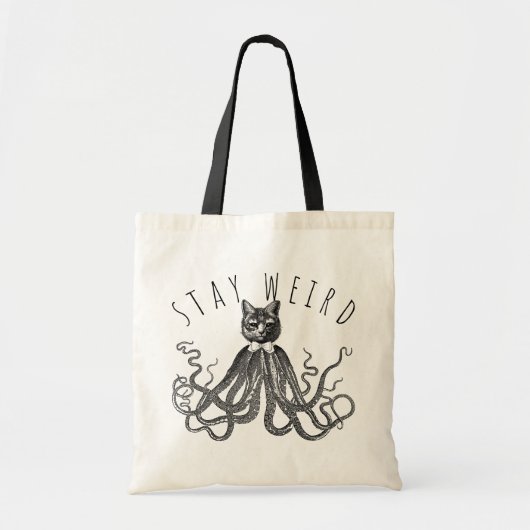 Stay Weird Catopus Cat and Octopus Mashup トートバッグ (正面)