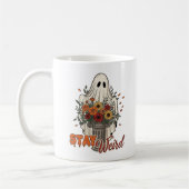 Stay Weird - Floral Halloween Ghost コーヒーマグカップ (左)