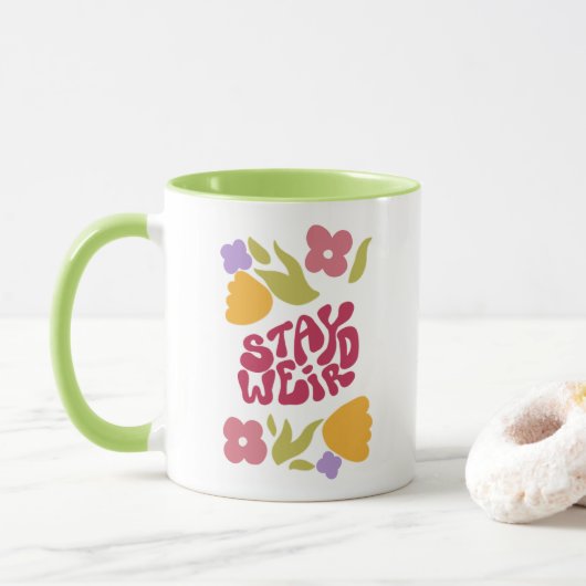 Stay Weird Floral Mug マグカップ (ドーナツ)