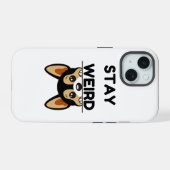 Stay Weird Funny Boston Terrier Cartoon Dog iPhone 15ケース (裏面横)