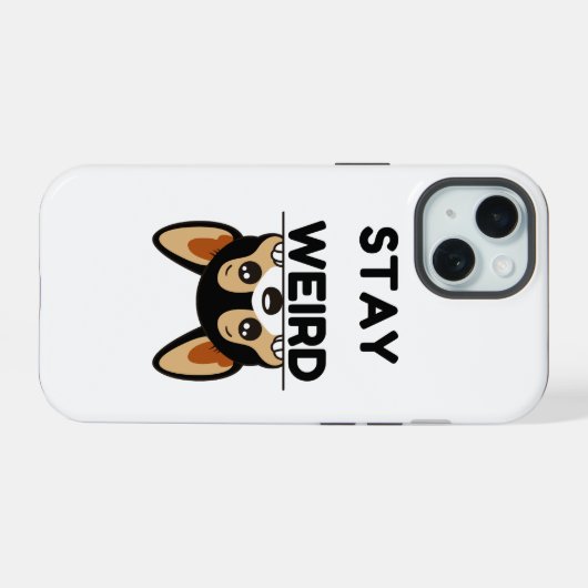 Stay Weird Funny Boston Terrier Cartoon Dog  iPhone 15ケース (裏面横)