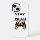 Stay Weird Funny Boston Terrier Cartoon Dog  iPhone 15ケース (裏面)