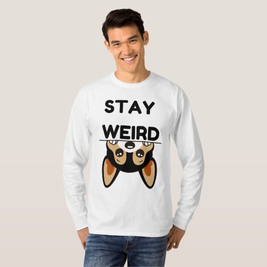 Stay Weird Funny Boston Terrier Cartoon Dog Tシャツ (正面フル)