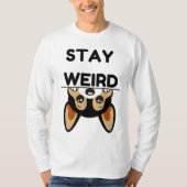 Stay Weird Funny Boston Terrier Cartoon Dog Tシャツ (正面)