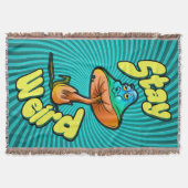 Stay Weird Psychedelic Mushroom with Spiral  Bkg スローブランケット (正面)