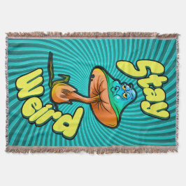 Stay Weird Psychedelic Mushroom with Spiral  Bkg スローブランケット