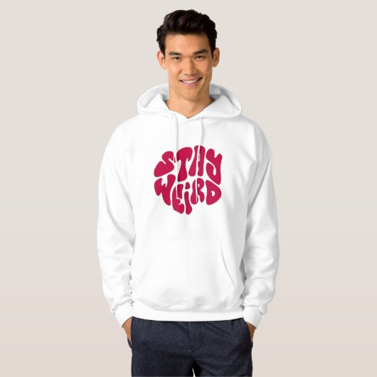 STAY WEIRD – Trendy Retro Typography Hoodie パーカ (正面フル)