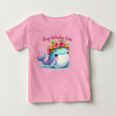 Stay Whaley Cute | かわいい花の赤ちゃんクジラ ベビーTシャツ (正面)