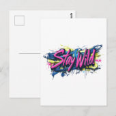「Stay Wild」 – グラフィティ鮮やか・スタイル文字デザイン ポストカード (正面/裏面)