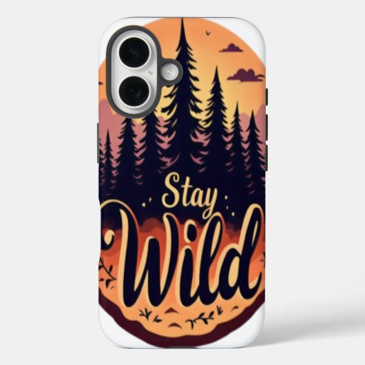 Stay Wild:サンセットフォレストイラストレーション Case-Mate iPhoneケース (裏面)