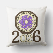 Stay Wild Always 2026 Retro Flower Design Throw Pi クッション (裏面)