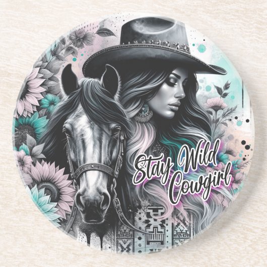Stay wild cowgirl western  コースター (正面)