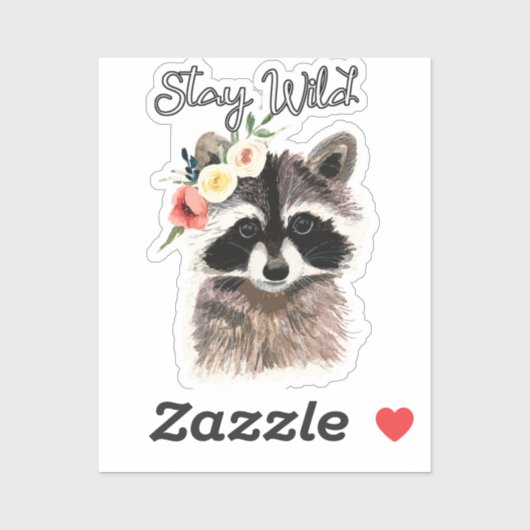 Stay Wild - Cute Raccoon Happing Flower Crown シール (シート)