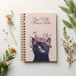 Stay Wild, Flower Child Catフローラスパイラルノート ノートブック