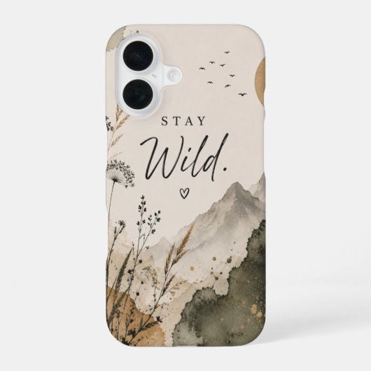 Stay Wild iPhone Case | Minimalist Botanical Phone 16ケース (裏面)