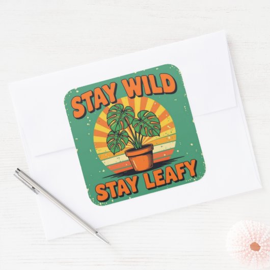 Stay wild leafy Adorable Greenery スクエアシール (封筒)
