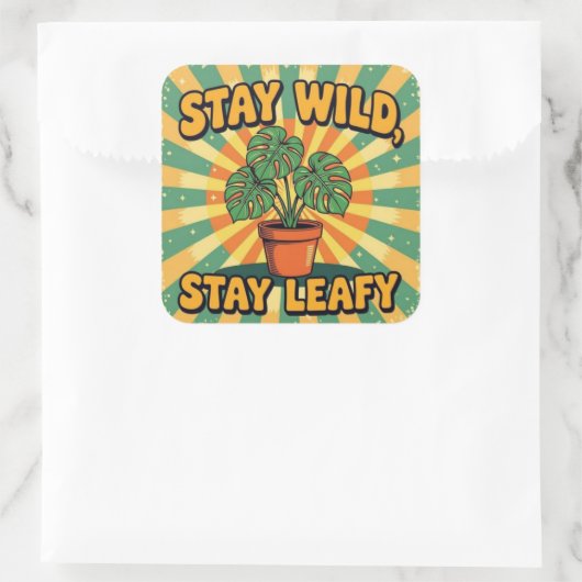 Stay wild leafy Botanical Plant スクエアシール (バッグ)