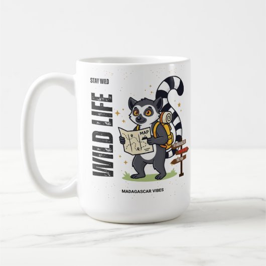 Stay Wild Lemur Life - Madagascar Vibes Cute lemur コーヒーマグカップ (左)